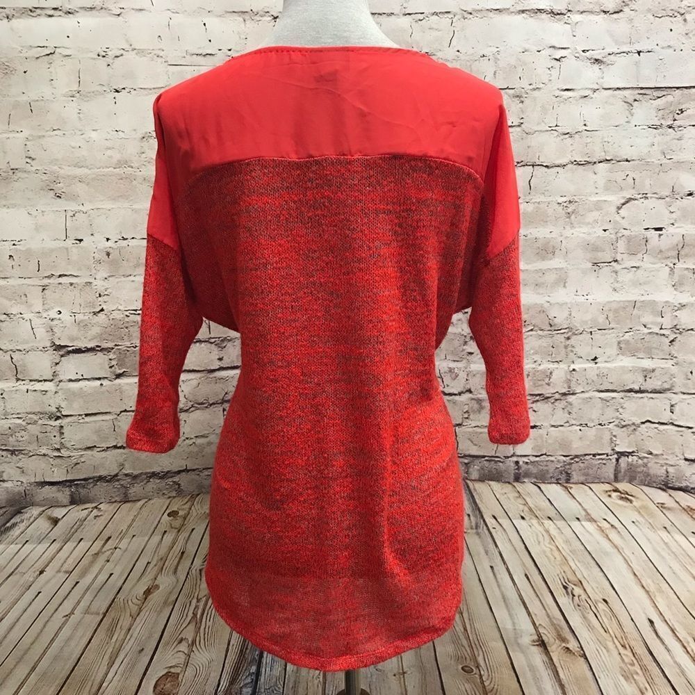 Mossimo Red Dolman Sweater Chiffon Back Large - Picture 3 of 5